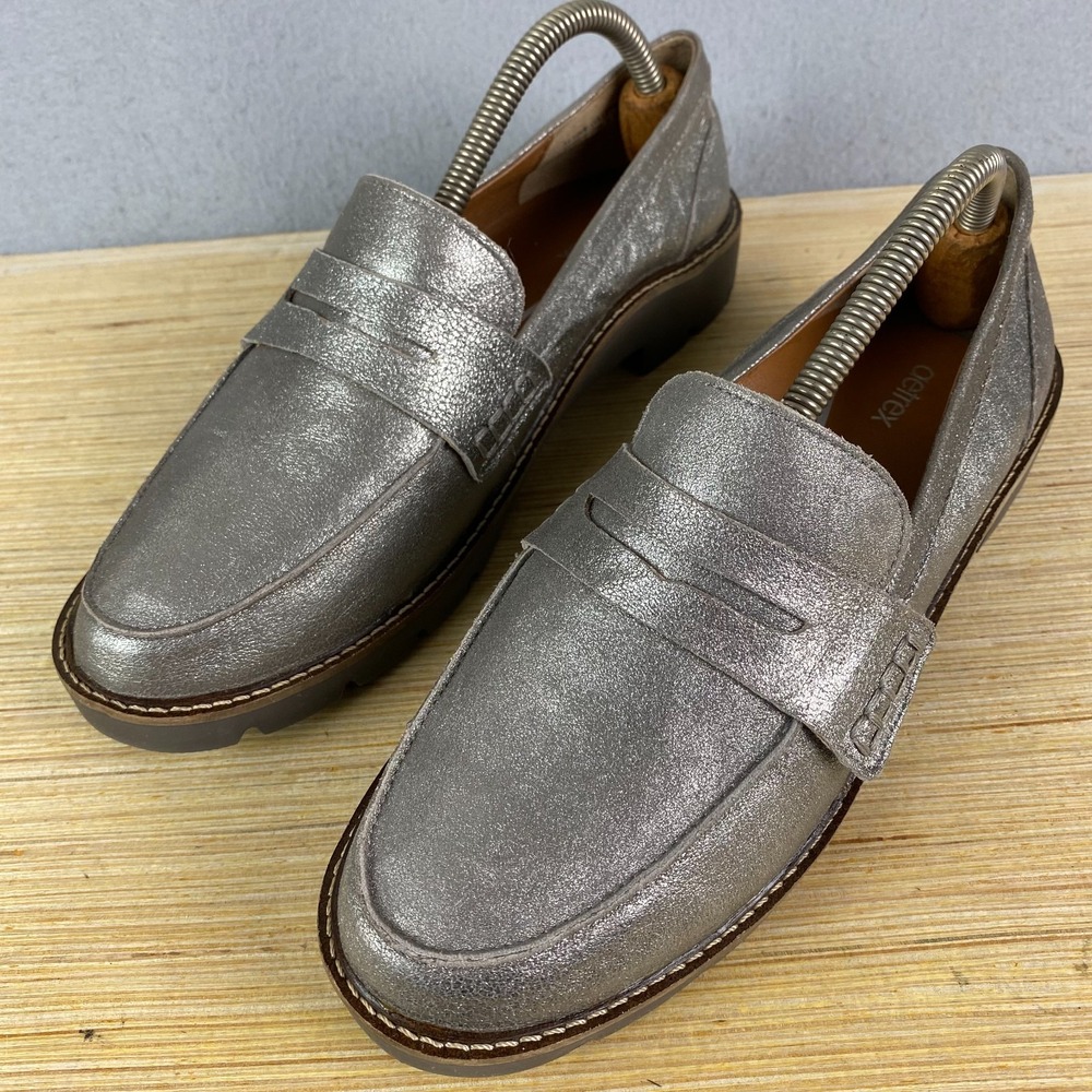 Aetrex Womens Collette Loafer Shoe Brushed Silver EU 39 US 8.5